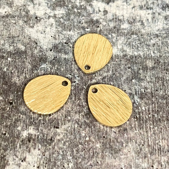 Brass Textured Drop Charms - Textured Drop Raw Brass Pendant  - 3155