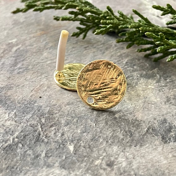 Gold Plated Brass Earring Stud - Circle Earring Post - Brass Earring Charms and earring connector - Earring findings for jewelry making-5423