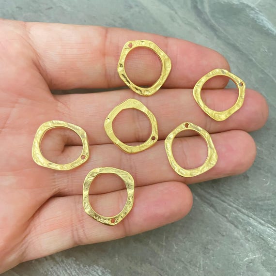 Jewelry Making Brass Circles, Matte Gold (1 Hole, Set of 6) 1058