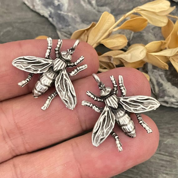 Bohemian Earrings Set with Silver and Brass Findings - Handmade Jewelry Charms. 2 Pieces - 8010