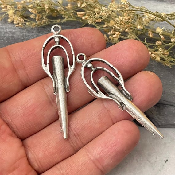 Silver Plated Bohemian Earring Charms: Jewelry Making Supply (2 Pieces)