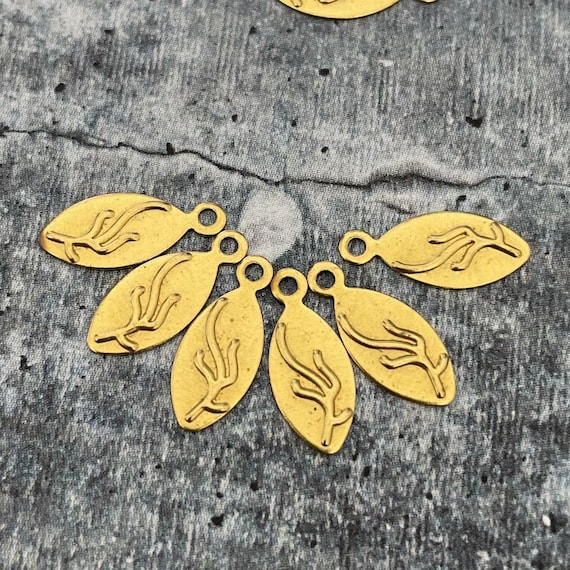 Raw Brass Leaf Earring Charms: Jewelry Making Supplies
