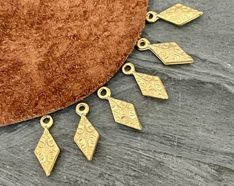 6 Pieces Leaf Drops. Brass Earring Findings. Matte Gold Plated Earring Parts. Ethnic Bohemian Charms for Jewelry Making.1012