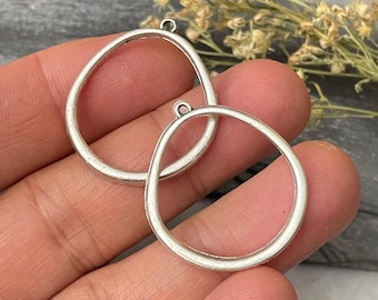 Silver Plated Earring Charms: Brass Bohemian Jewelry Findings  - 8178
