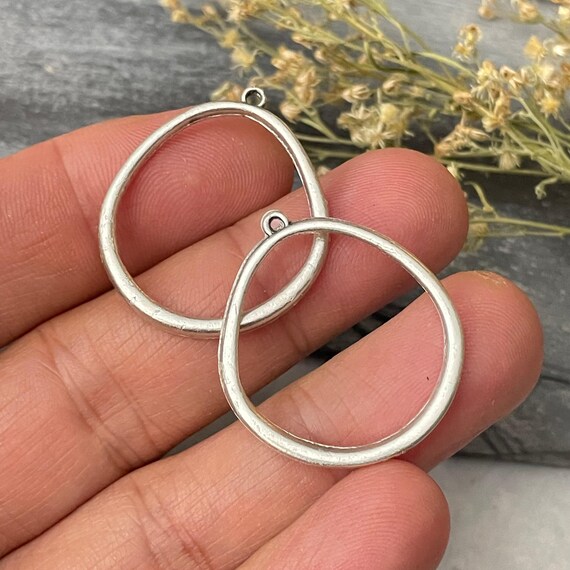 Silver Plated Earring Charms: Brass Bohemian Jewelry Findings (2 Pieces) - 8178