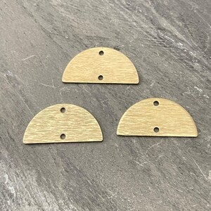 Textured Brass Half Round Charms: Semicircle Connectors with 2 Holes - 3022 image 6