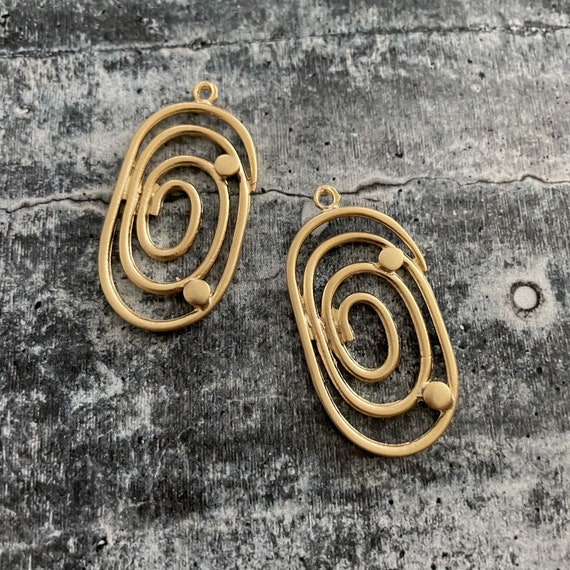 Matte Gold Plated Earring Parts - Bohemian Brass Earring Findings. 2PCS. 1021