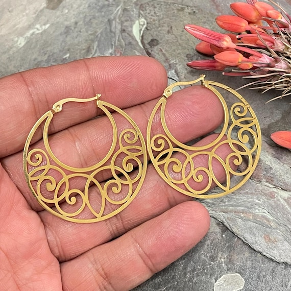 Handmade Bohemian Lotus Earrings with Gemstones, Boho Chic Jewelry. 5632