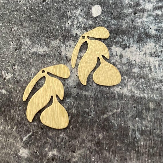 Raw Brass Leaf Charms: Natural Patina Earring Findings - 3091
