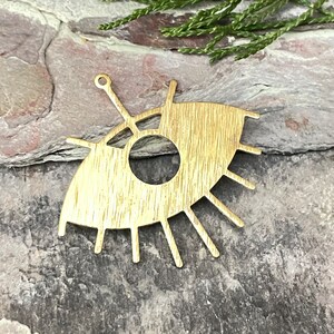 Brass Eye Charms for Jewelry making Raw Brass Textured Eye Earring and Pendant 3150 image 6