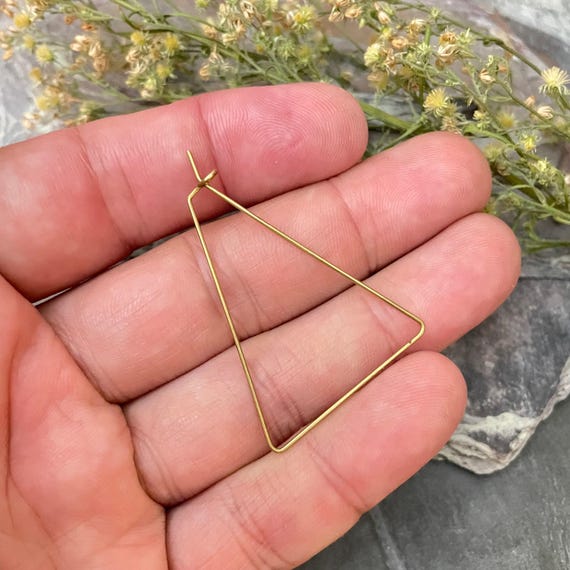 Geometric Brass Ear Wire Hoops - Raw Antique Matte Gold - 1133