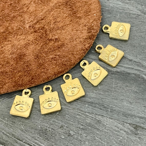 Square Eye Charms. Brass Earring Findings. Matte Gold Plated Earring Parts.1009