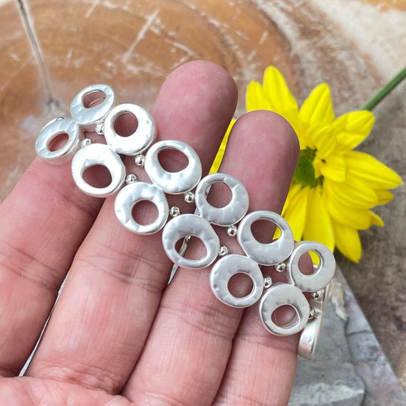 Boho Silver Bracelet: Antique Plated, Beaded Tribal Style 2039