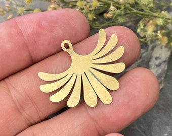 Brass Flower Earring Charms - Raw Brass Flower Pendant - Earring Findings - 3123