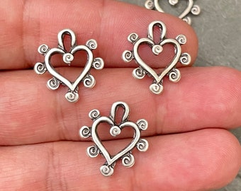 Heart Shape Earring Findings for jewelry making parts.Best gift for her. 6 Pieces 7038