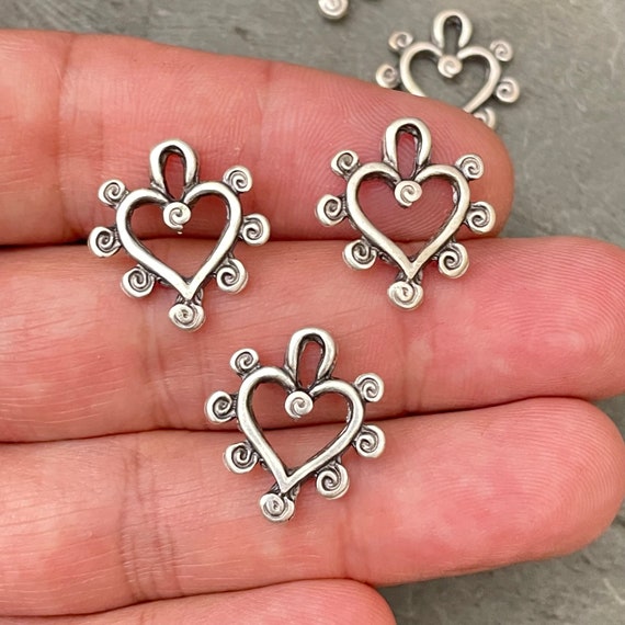 Heart Shape Earring Findings for jewelry making parts.Best gift for her. 6 Pieces 7038