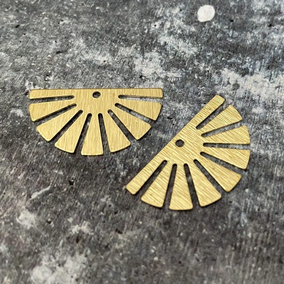 Textured Brass Sun Charms: 25x14mm Earring Findings