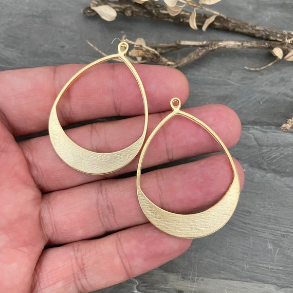 Matte Gold Plated Earring Parts - Bohemian Brass Earring Findings. 2 PCS. 1034