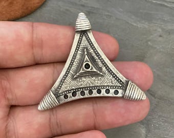 Antique Silver Plated Brass Bohemian Necklace Pendant - 7024