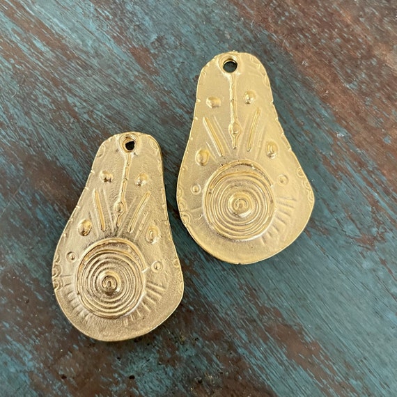 1031- Matte Gold Plated Earring Parts - Bohemian Brass Earring Findings. 2PCS.
