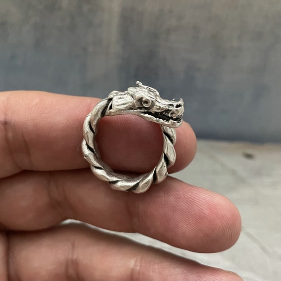 Antique Silver Plated Brass Adjustable Unique Ring. - 4490