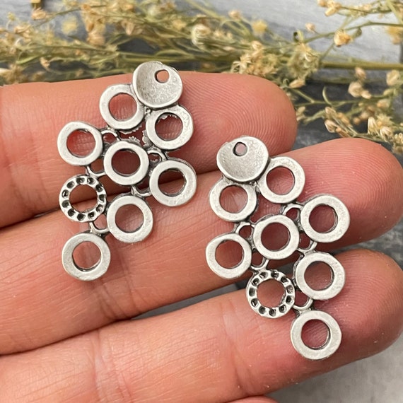 Brass Bohemian Earring Charms Findings for Jewelry Set Supply Making. Silver Plated Jewelry Designs for Jewelry making.2 Pieces- 8199