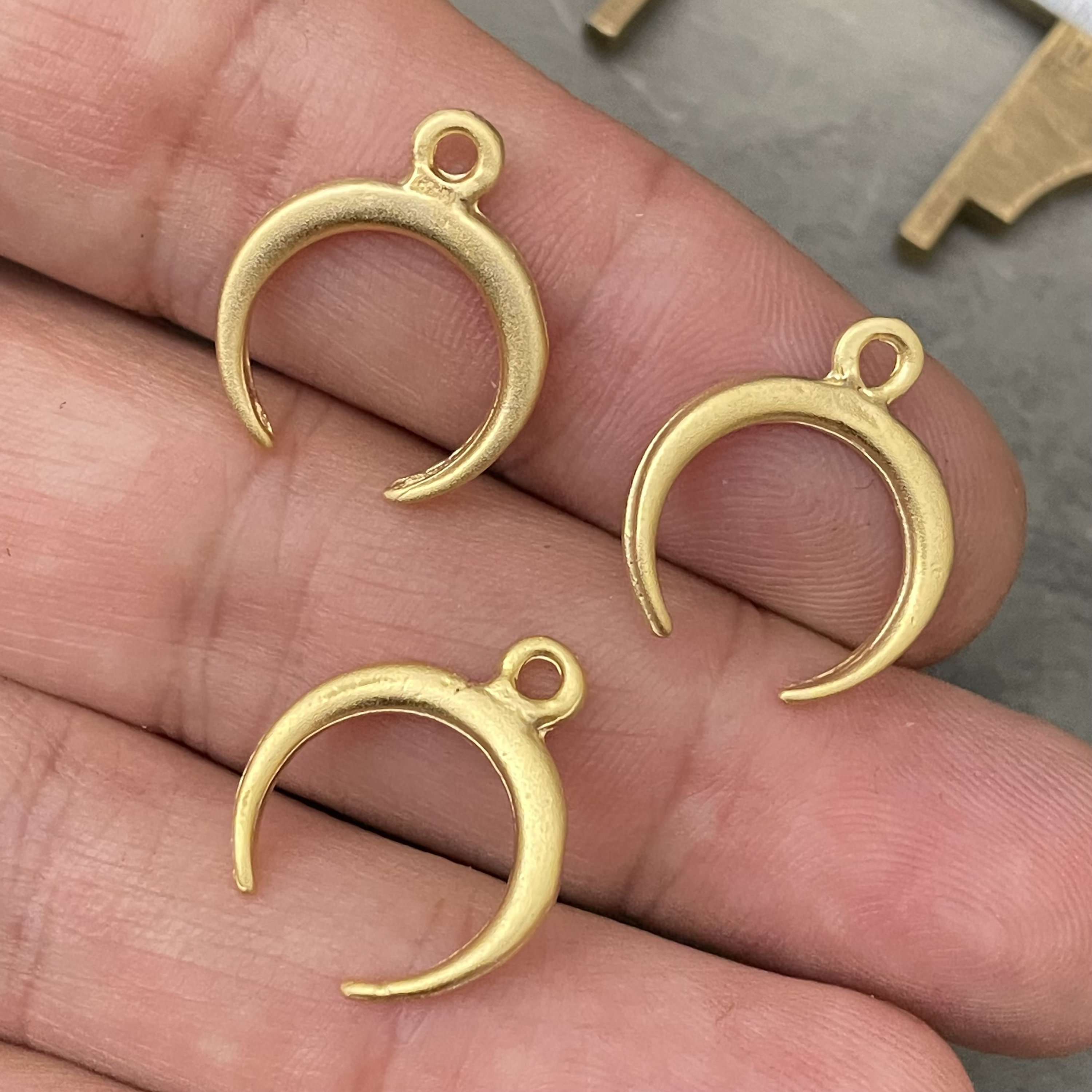 6 Pieces Moon Shape Matte Gold Plated Earring Parts - Bohemian Brass  Earring Findings. 1035