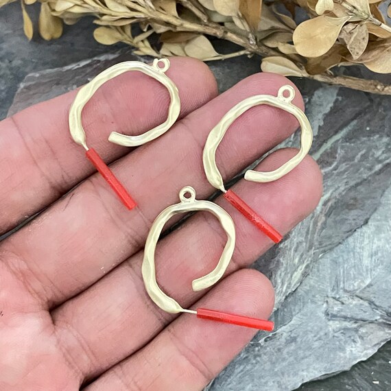 Half Hoop Earrings with Loop and Steel Pin, Matte Gold Color. Earring findings for jewelry making-5584