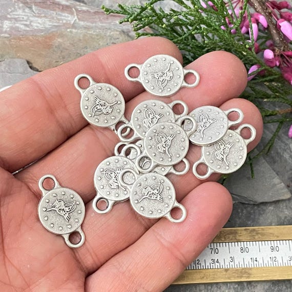 Silver Plated Earring Charms: Bohemian Jewelry Making Supply