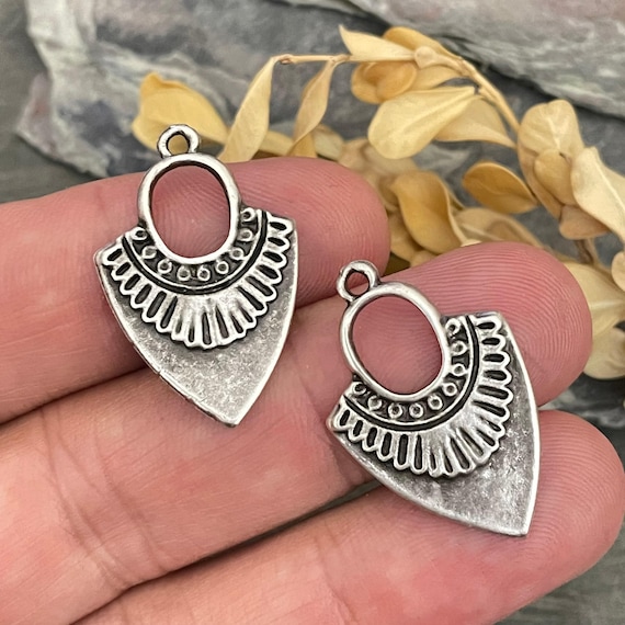 Chunky Boho Earrings: Tribal Silver Tone Dangles for Jewelry Making