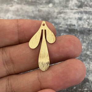 Raw Brass Charms: Textured Leaf Earrings for Jewelry Making - 3078 image 3
