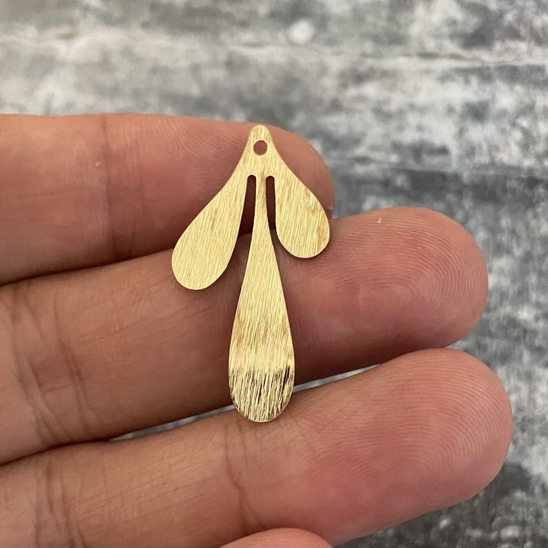 Raw Brass Charms: Textured Leaf Earrings for Jewelry Making - 3078 image 3