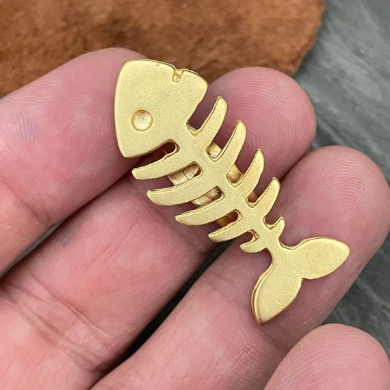 Boho Brass Fishbone Ring: Adjustable Hippie Jewelry - 4014