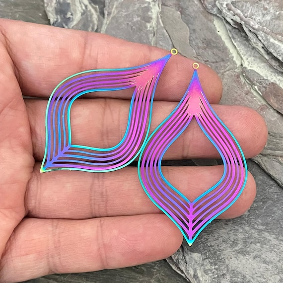 Earring Findings: Rainbow Steel Charms - Lightweight, Waterproof - 2059