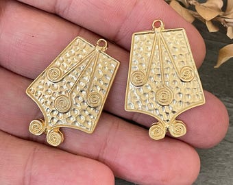 Matte Gold Brass Earring Findings - Jewelry Craft Supplies - 1040