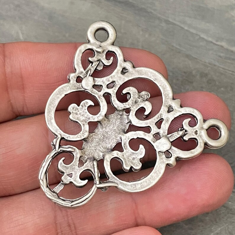 Antique Silver Plated Brass Bohemian Necklace Pendant - 7011 image 6