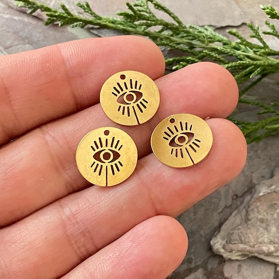 Eye Charm Pendant: Stainless Steel - Geometric Laser Cut 2017