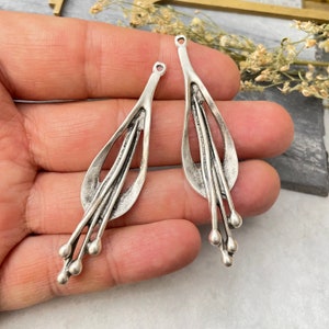 Brass Bohemian Earring Charms Findings for Jewelry Set Supply Making. Silver Plated Jewelry Designs for Jewelry making.2 Pieces 8198 image 6