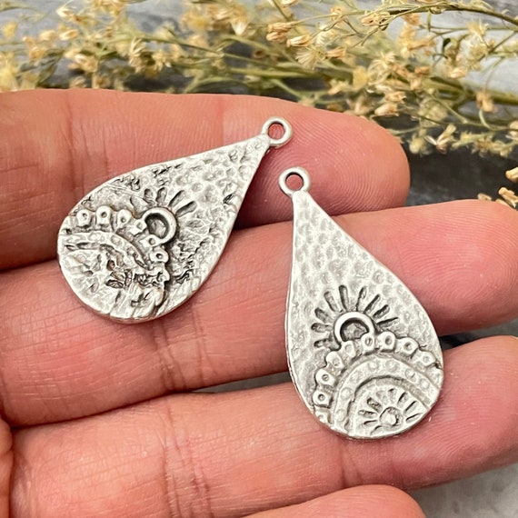 Brass Bohemian Earring Charms Findings for Jewelry Set Supply Making. Silver Plated Jewelry Designs for Jewelry making.2 Pieces- 8165