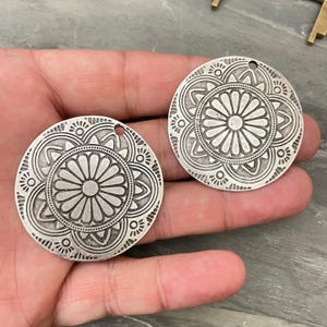 Antique Silver Plated Pewter Earring Findings: Floral Charms