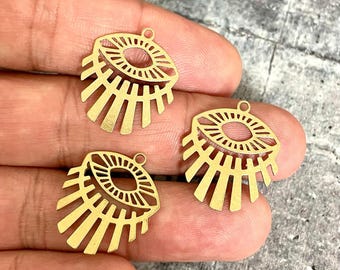 Dijes de latón crudo para pendientes con forma de ojo: accesorios geométricos (23,83 mm) - 3131