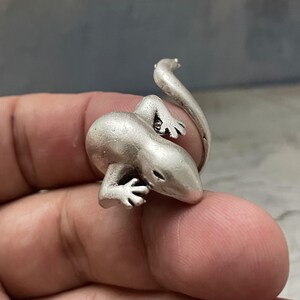 Bohemian Lizard Ring: Adjustable Oxidized Brass Statement 4502 image 10