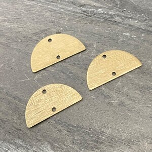 Textured Brass Half Round Charms: Semicircle Connectors with 2 Holes - 3022 image 5