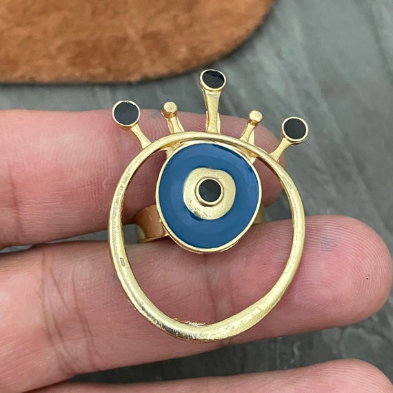 Bohemian Hippie Rings for Women. Adjustable Evil Eye Brass Rings sets. Wholesale Chunky Rings.4501