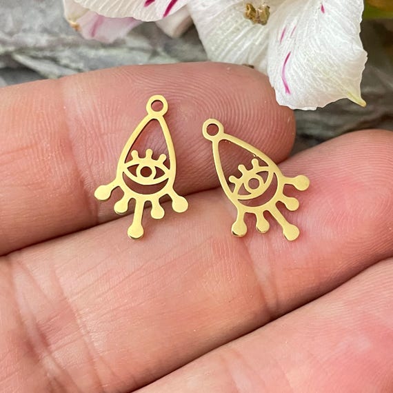 Jewelry Making Charms Stainless Steel Earrings, Geometric Eye Design (2 Pieces) 2018