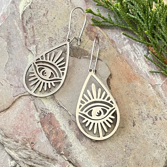 Bohemian Silver Earrings - Handcrafted Boho Chic Tribal Jewelry- 5438