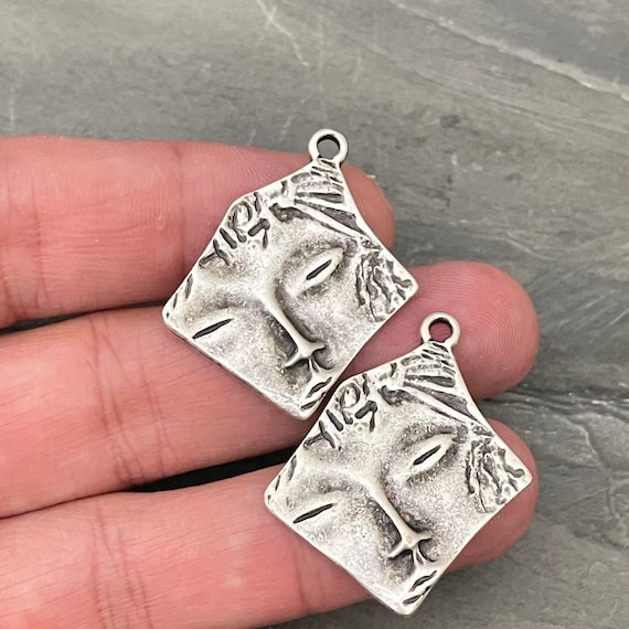 Handmade Brass Earring Charms - Jewelry Making Supplies and Findings. 2 Pieces. 8115