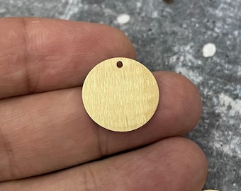 Textured Raw Brass Charms: 18mm Round Earring Findings - 3072
