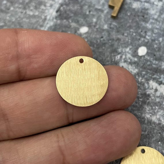 Textured Raw Brass Charms: 18mm Round Earring Findings - 3072