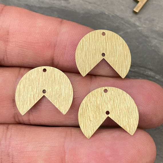 Raw Brass Round Connector Charms: Geometric Pendant Findings